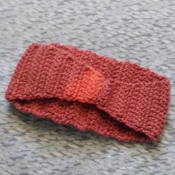 Handmade Crochet Burnt Orange Headband w/ Crochet Flower for Girls - Picture 5 of 5